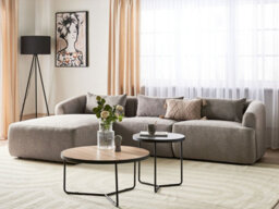 Beliani Corner Sofa 3 Seater Svansele Fabric Taupe Right Hand - thumbnail 2