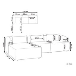 Beliani Corner Sofa 3 Seater Svansele Fabric Taupe Right Hand - thumbnail 3