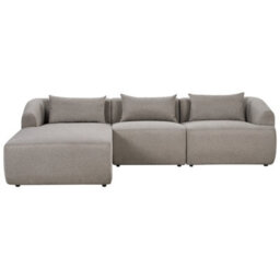 Beliani Corner Sofa 3 Seater Svansele Fabric Taupe Right Hand - thumbnail 1