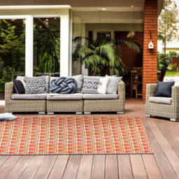 Relsy Large Garden Outdoor Rug For Patio, Royal Blue & Cream Geo-Lines Waterproof Garden Rug 160 X 230Cm - thumbnail 7