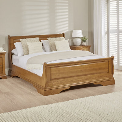 The Furniture Market French Louis Solid Oak 4Ft 6In Double Sleigh Bed - image 1