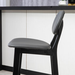 Homcom Breakfast Bar Stools Set Of 2 With Pu Leather Cover, Wood Legs, Dark Grey - thumbnail 8
