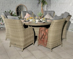 Royalcraft Wentworth 6 Seater Round Highback Comfort Dining Set - thumbnail 1