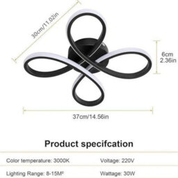 30W Led Ceiling Light Flower Warm White Blackceiling Lamp Bedroom Living Room - thumbnail 2