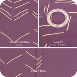 Deconovo Foil Printed Thermal Curtains Super Soft Ring Top Blackout Curtains For Bedroom 46 X 90 Inch Purple 2 Panels - thumbnail 8