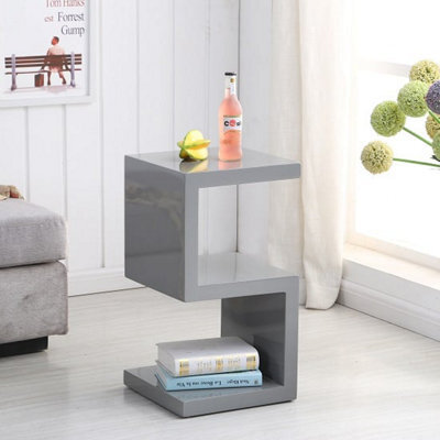 Furniture In Fashion  Miami High Gloss S Shape Design Side Table In Grey - image 1