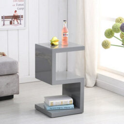 Furniture In Fashion  Miami High Gloss S Shape Design Side Table In Grey