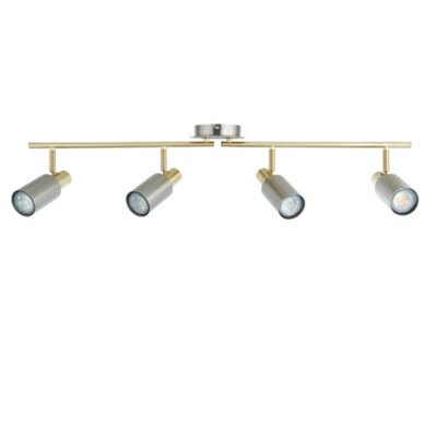 First Choice Lighting Collin - Satin Nickel & Gold Detail 4 Way Adjustable Ceiling Spotlight - image 1