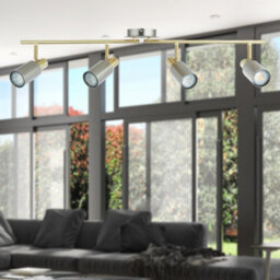 First Choice Lighting Collin - Satin Nickel & Gold Detail 4 Way Adjustable Ceiling Spotlight - thumbnail 5