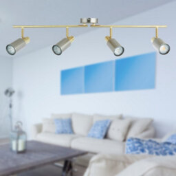 First Choice Lighting Collin - Satin Nickel & Gold Detail 4 Way Adjustable Ceiling Spotlight - thumbnail 4