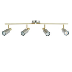 First Choice Lighting Collin - Satin Nickel & Gold Detail 4 Way Adjustable Ceiling Spotlight - thumbnail 1