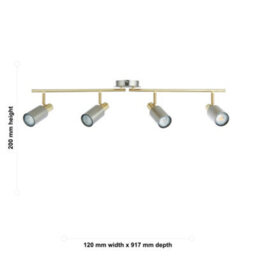 First Choice Lighting Collin - Satin Nickel & Gold Detail 4 Way Adjustable Ceiling Spotlight - thumbnail 3