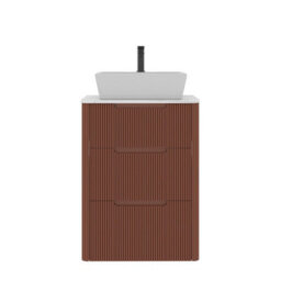 Royal Bathrooms Avenza 600mm Terracotta Clay Floor Standing Countertop Bathroom Vanity Unit 3 Drawer With Cube Basin - thumbnail 6