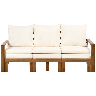 Beliani Garden Bench With Cushion Isolello 190 Cm Adjustable Acacia Wood Brown - image 1