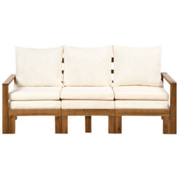 Beliani Garden Bench With Cushion Isolello 190 Cm Adjustable Acacia Wood Brown - thumbnail 1