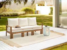 Beliani Garden Bench With Cushion Isolello 190 Cm Adjustable Acacia Wood Brown - thumbnail 2