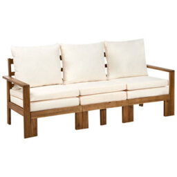 Beliani Garden Bench With Cushion Isolello 190 Cm Adjustable Acacia Wood Brown - thumbnail 4