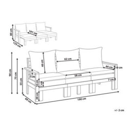 Beliani Garden Bench With Cushion Isolello 190 Cm Adjustable Acacia Wood Brown - thumbnail 3