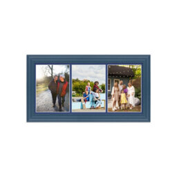 AK Frames 16X8 Navy Blue Classic Multi Photo Frame With Blue Mount - Holds 3 Apertures (3X) 7X5 Photos - thumbnail 1