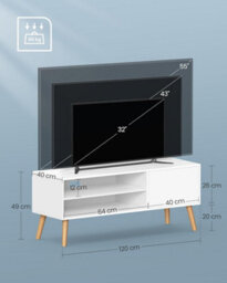 Songmics Vasagle Tv Unit, Wide Tv Stand Cabinet, Entertainment Center, Modern Tv Console For Living Room, Bedroom, Lounge, White - thumbnail 2