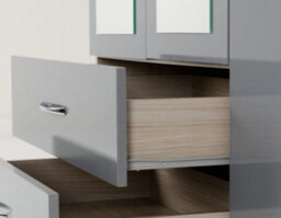 Seconique Nevada 4 Door 2 Drawer Mirrored Wardrobe In Grey Gloss And Oak Effect Finish - thumbnail 8