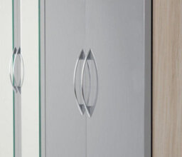 Seconique Nevada 4 Door 2 Drawer Mirrored Wardrobe In Grey Gloss And Oak Effect Finish - thumbnail 6