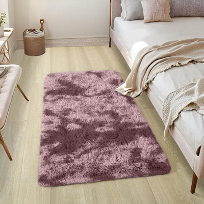 Bedlooms Tie Dye Pink Non-Slip Shaggy Runner Rug 60X110Cm, Modern Area Rugs Living Room Bedroom Hallway Rugs