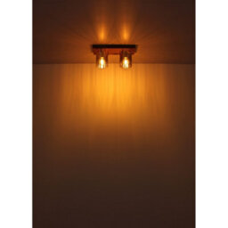 Luminosa Lighting Luminosa Underwood Shade Cluster Ceiling Light Wood Look Dark Smoke Glass Shade 2X E27 - thumbnail 4