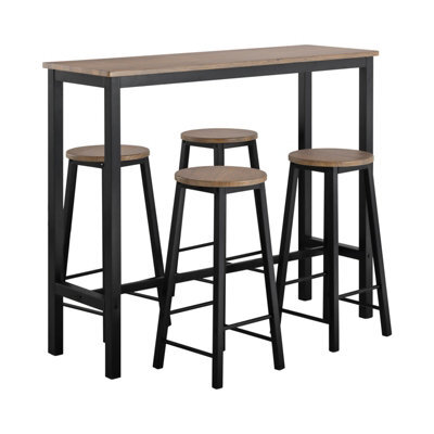 Sobuy Ogt22-Sch, Bar Set- Bar Table And 4 Stools Home Kitchen Furniture Dining Set, Black,w120Xd40Xh100 - image 1