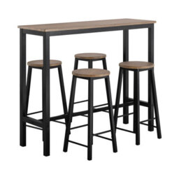 Sobuy Ogt22-Sch, Bar Set- Bar Table And 4 Stools Home Kitchen Furniture Dining Set, Black,w120Xd40Xh100