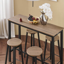 Sobuy Ogt22-Sch, Bar Set- Bar Table And 4 Stools Home Kitchen Furniture Dining Set, Black,w120Xd40Xh100 - thumbnail 9