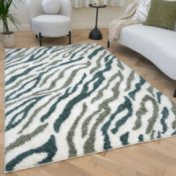 The Rugs Moodi Shaggy Green Nyra Rug Runner Abstract Thick High Pile For Living Rooms, Bedrooms, Hallways, Kitchens - thumbnail 6