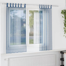 Berkfield Voile Curtains With Loops 2 Pcs Royal Blue 140X175 Cm - thumbnail 1
