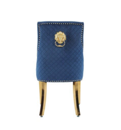 Hygrad Built to Survive Set Of 2 Luxury Lion Knocker Velvet Dining Chairs Padded Blue/gold Legs Dining Chairs - thumbnail 3