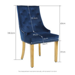 Hygrad Built to Survive Set Of 2 Luxury Lion Knocker Velvet Dining Chairs Padded Blue/gold Legs Dining Chairs - thumbnail 4