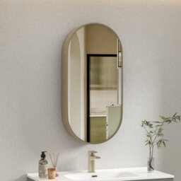 Royal Bathrooms Avenza 500 X 1000mm Brushed Brass Capsule Bathroom Mirror Cabinet Wall Mounted With Storage - thumbnail 6