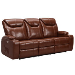 Furniture Instore Cinema Tan Electric 3+1 Seater Leather Recliner Sofa Set With Two Cup Holders - thumbnail 3