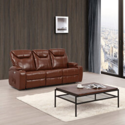 Furniture Instore Cinema Tan Electric 3+1 Seater Leather Recliner Sofa Set With Two Cup Holders - thumbnail 2