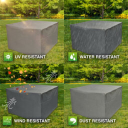 Woodside Heavy Duty Waterproof Garden Rattan Cube Set Cover Grey 135X135X74Cm - thumbnail 4