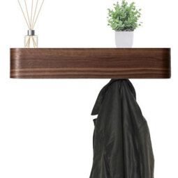 Magna Retail Walnut Coat Rack Wall Mounted With Shelf And 5 Hidden Hooks Modern Coat Stands For Hallway Solid Wood Veneer Panel - thumbnail 3