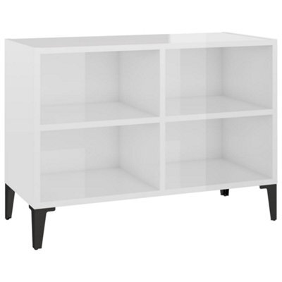 Vidaxl Tv Cabinet With Metal Legs High Gloss White 69.5X30X50 Cm - image 1