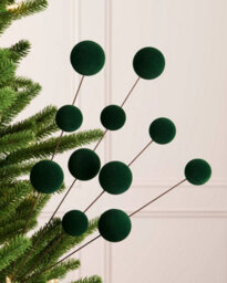 Werchristmas Sage Green Velvet Bauble Pick, 70 Cm - thumbnail 2