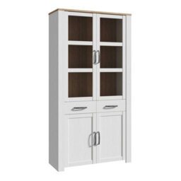 Wyld Haus Southampton White And Natural Oak Effect Display Cabinet With Led Lighting, 4 Doors 2 Drawers - thumbnail 4