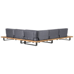 Beliani Garden Corner Sofa With Table 5 Seater Mykonos Right Hand Certified Acacia Wood Dark Grey - thumbnail 7