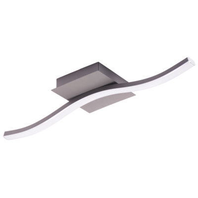 Happy Homewares Contemporary Designer Single Wavy Strip Led Ceiling Light Fitting In Matte Grey - image 1