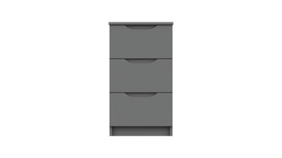 Sinata Gloss Three Drawer Bedside Table Dust Grey Gloss Gloss - image 1
