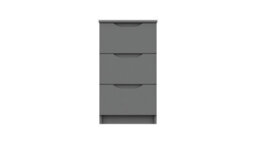 Sinata Gloss Three Drawer Bedside Table Dust Grey Gloss Gloss