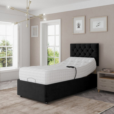 Madison Electric Adjustable Bed Set Fabric Pocket Sprung Mattress Chesterfield Headboard - image 1