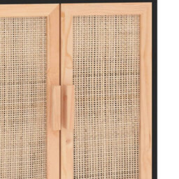 Berkfield Durable Sideboard Black 60X30X70 Cm Solid Wood Pine And Natural Rattan - thumbnail 7