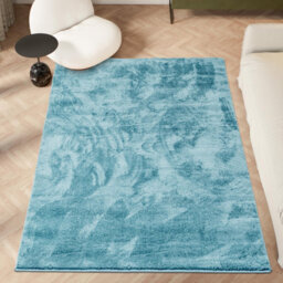 Homeart Soft Area Rugs, Anti-Slip, Machine Washable Fluffy Carpet For Living Room Bedroom Kitchen, Turquoise, 120X170 Cm - thumbnail 3